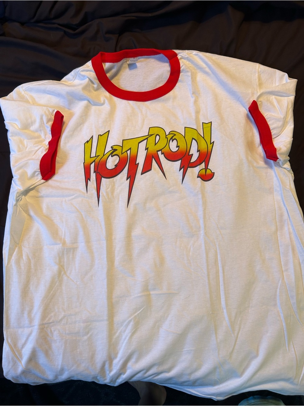 WWE WWF White & Red 'HOT ROD!' Graphic Ringer Tee for men 2XL